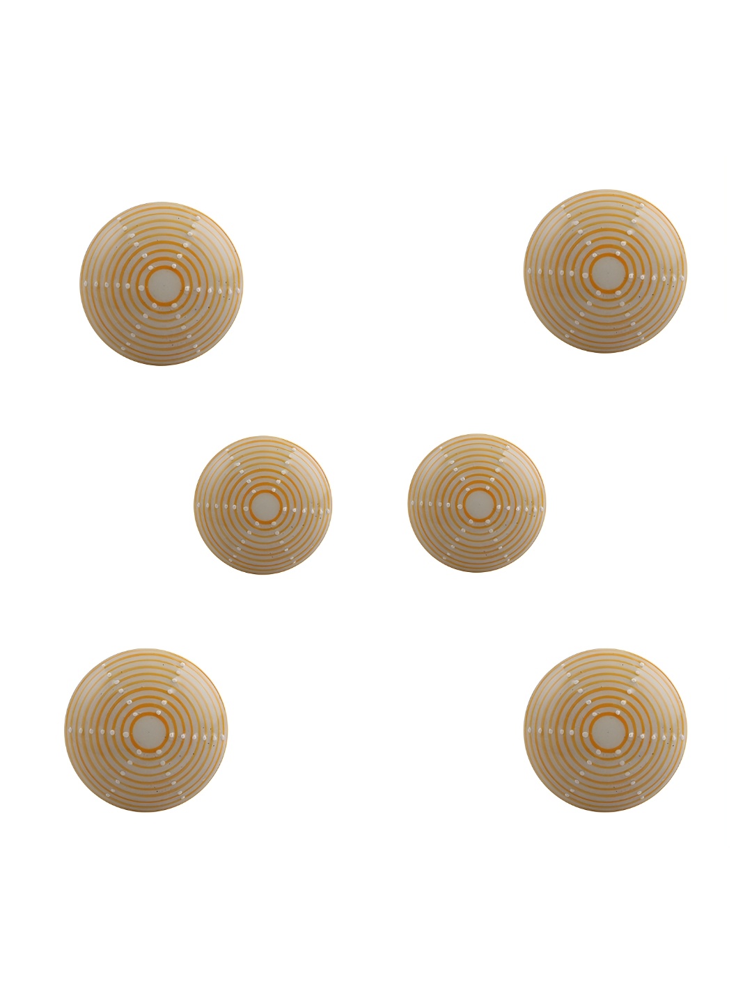 

Indianshelf 6Pcs Mustard-Yellow & White Textured Ceramic Knobs