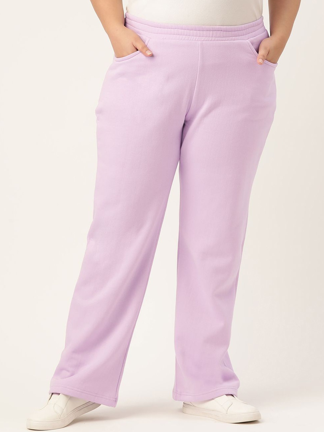 

theRebelinme Women Relaxed Straight Fit High-Rise Easy Wash Trousers, Lavender