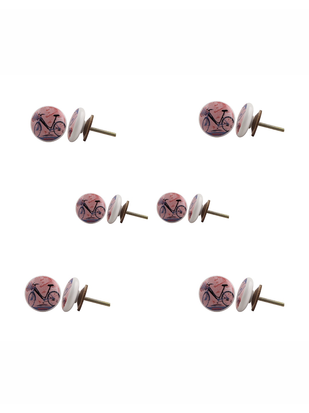 

Indianshelf 6Pcs Pink & Blue Textured Ceramic Bicycle Knobs