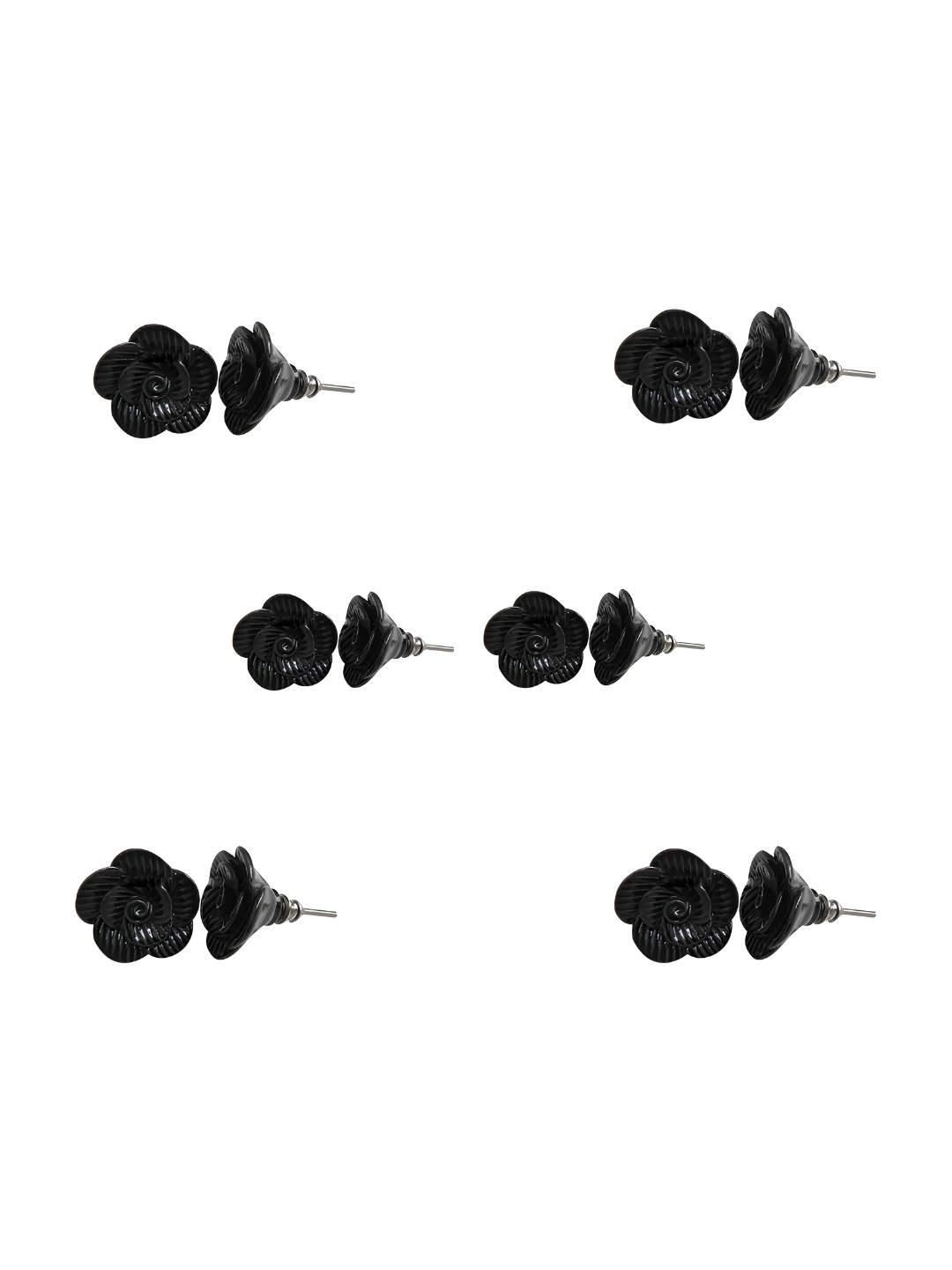 

Indianshelf 6Pcs Black Textured Ceramic Rose Flower Knobs