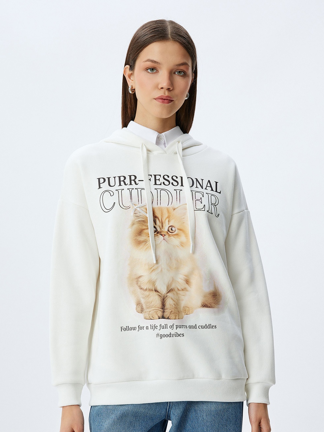 

Koton Women Printed Sweatshirt, Beige