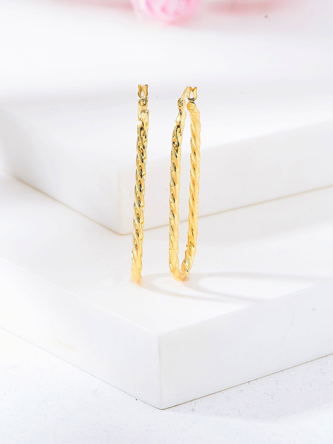 

Nipura 925 Sterling Silver Contemporary Twisted Oval Hoop Earrings, Gold