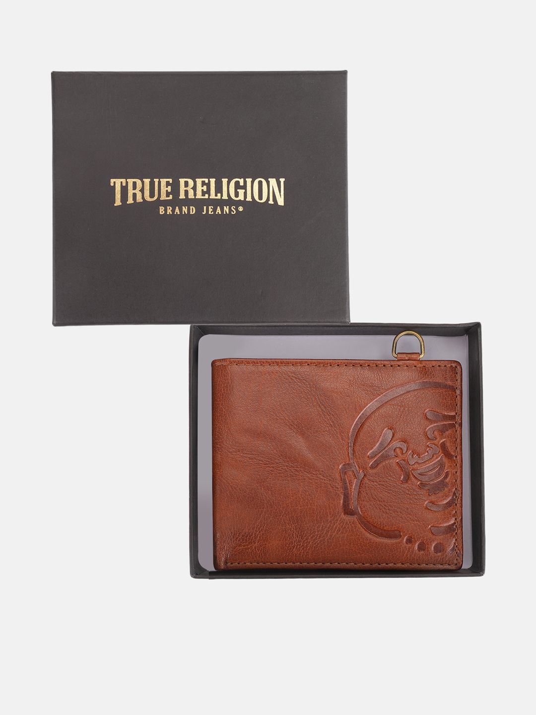 

True Religion Men Leather Two Fold Wallet, Brown
