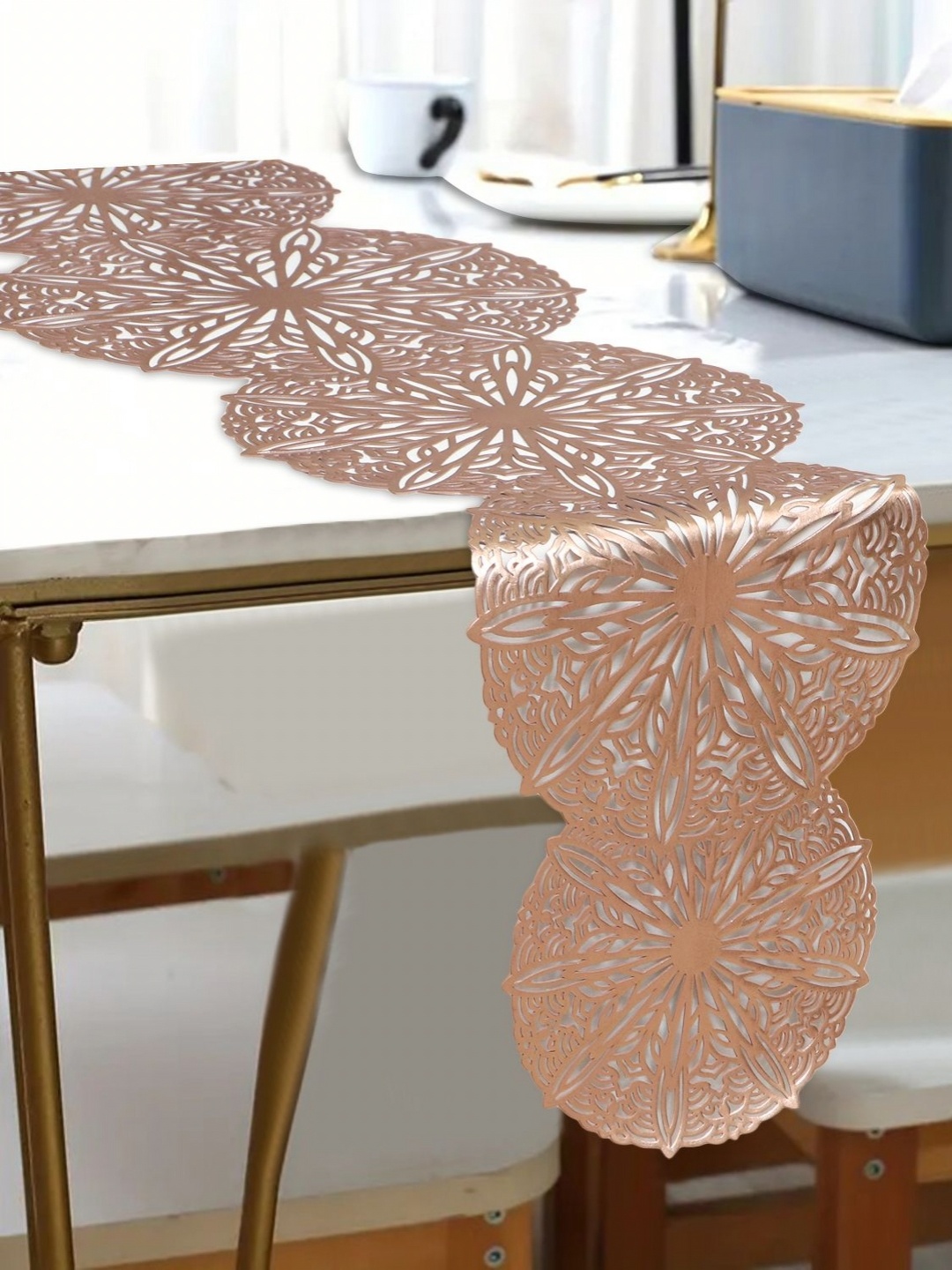 

LooMantha Geometric Table Runner, Copper