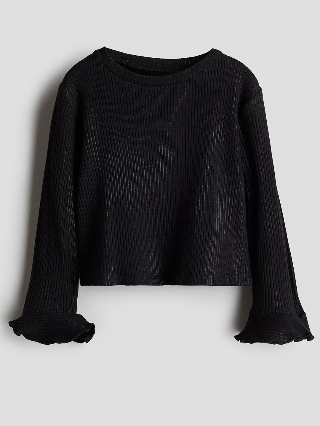 

H&M Girls Flare-Sleeve Jersey Top, Black