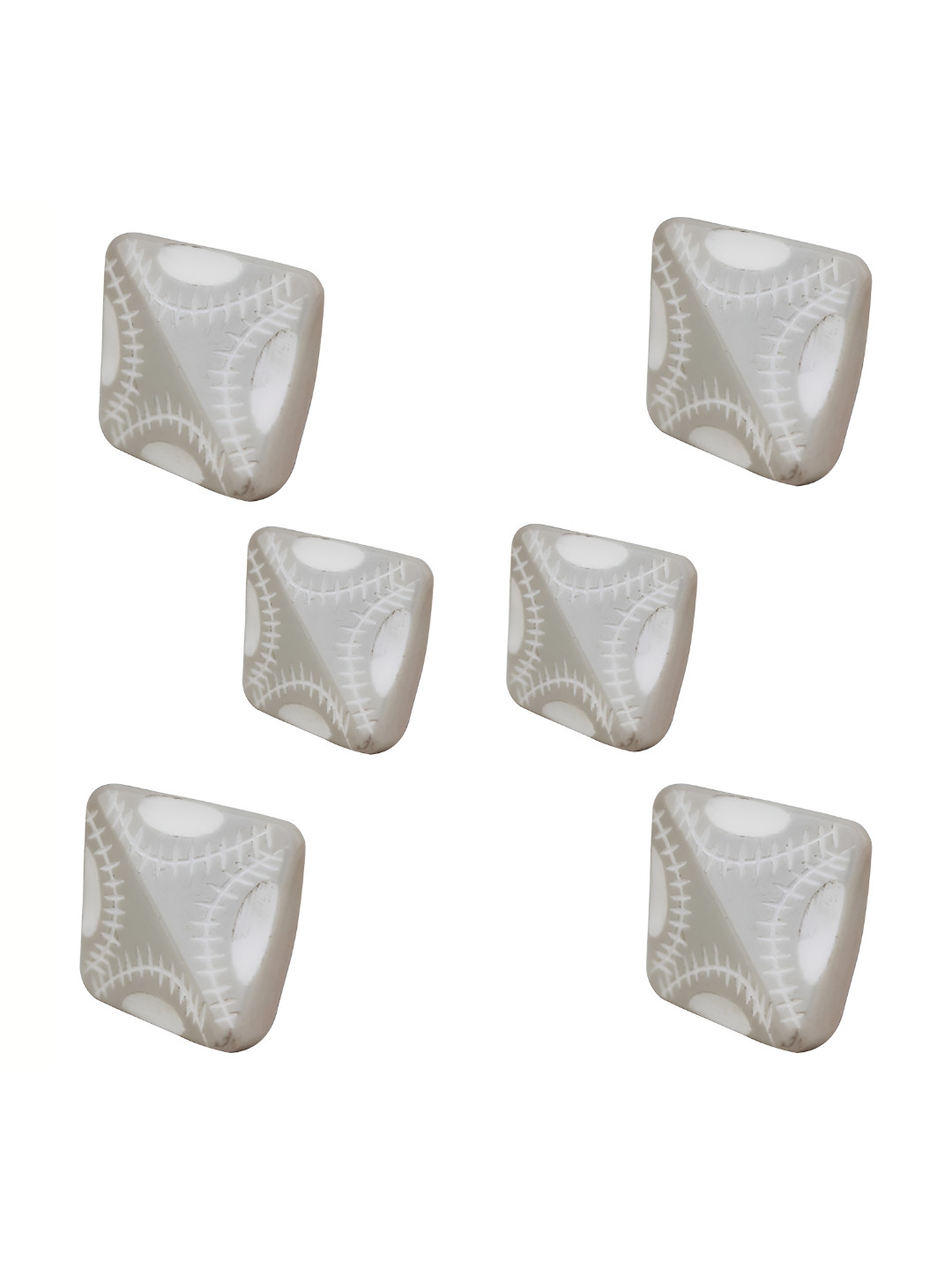 

Indianshelf 6Pcs White & Cream-Colored Textured Resin Square Knobs