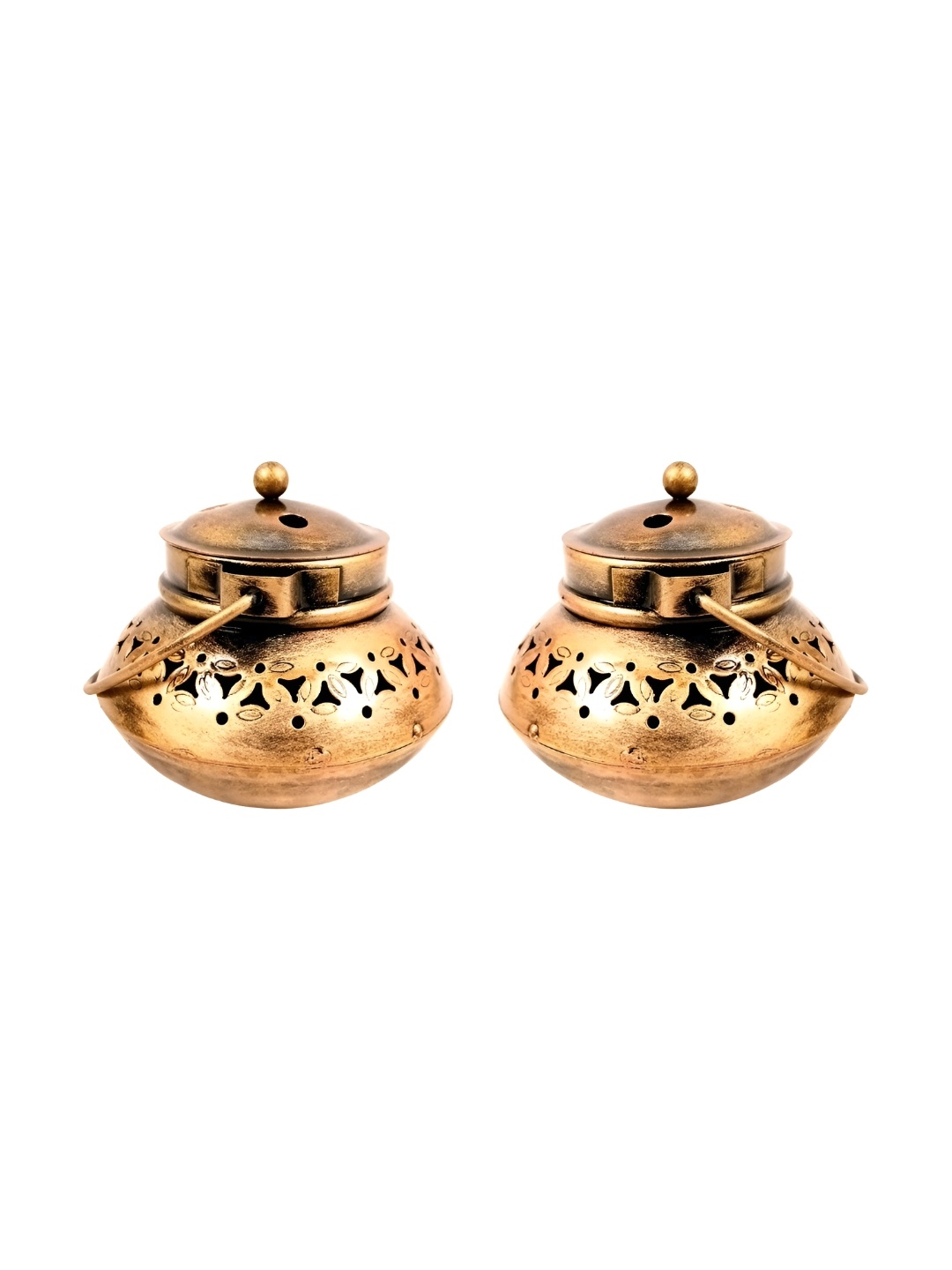 

apka mart Gold-Toned & White Set of 2 Candle Holder