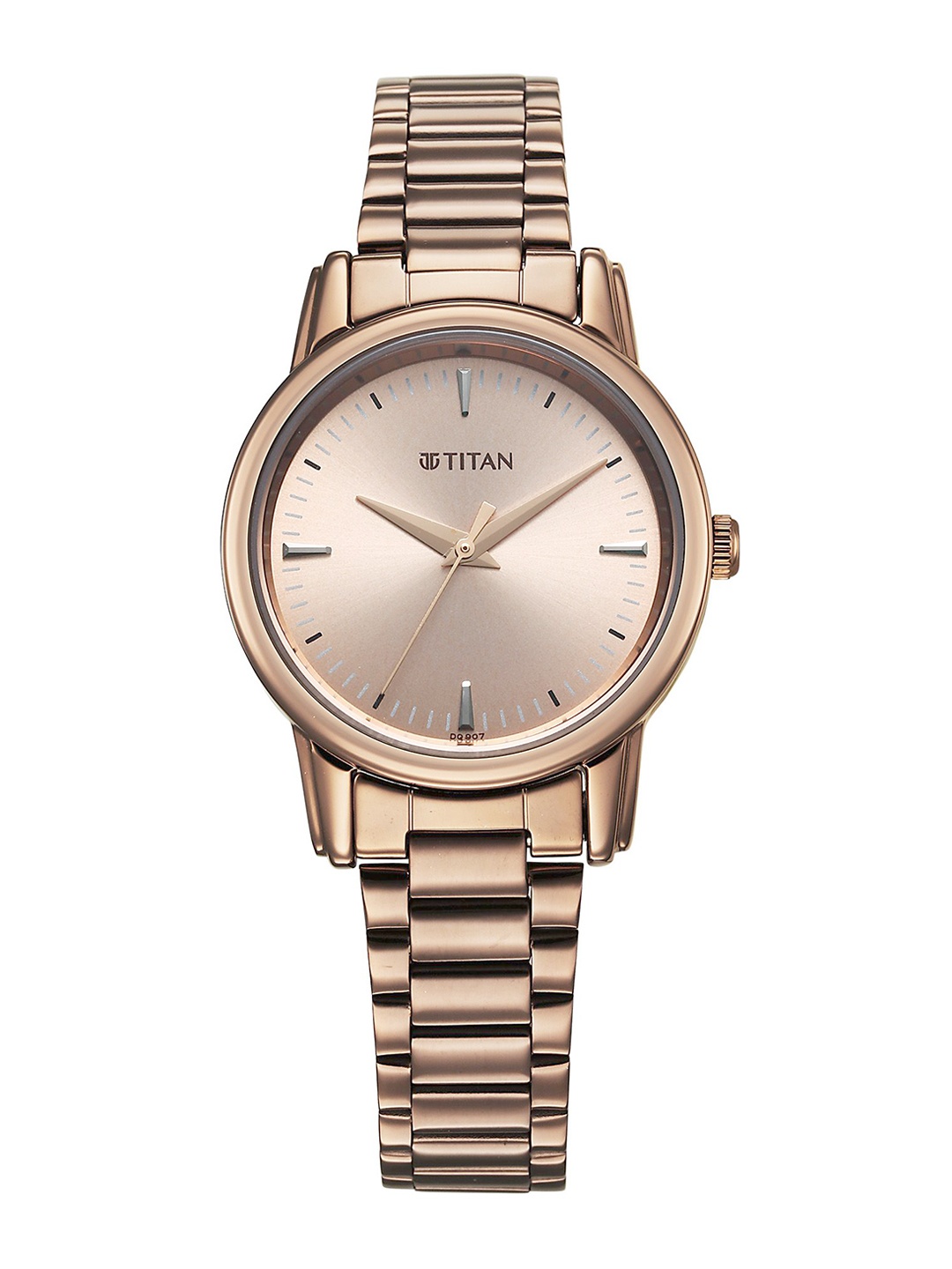 

Titan Women Brass Embellished Dial & Stainless Steel Bracelet Style Straps Analogue Watch 2760QM02, Cream