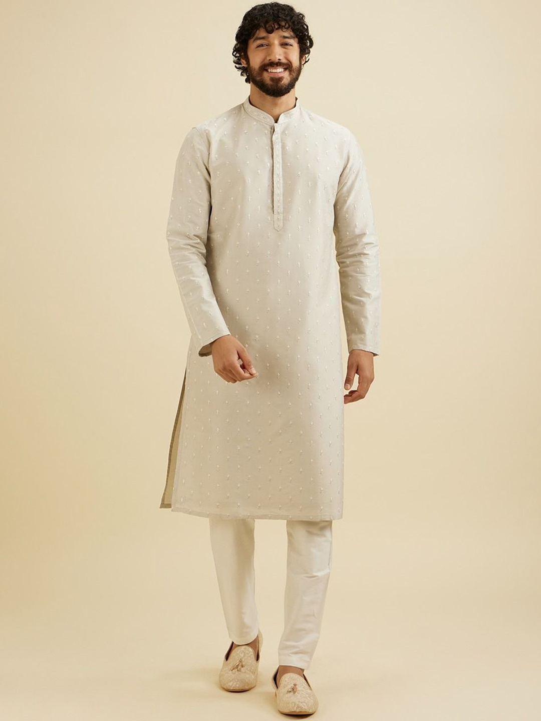 

Manyavar Men Regular Kurta with Pyjamas, Grey