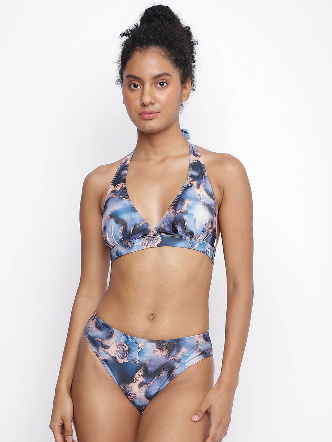 

La Intimo Printed Swim Bikini Set, Blue