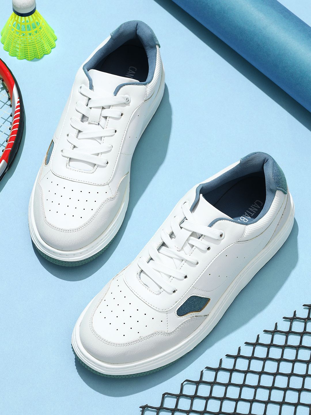 

Cantabil Men Perforations PU Sneakers, White