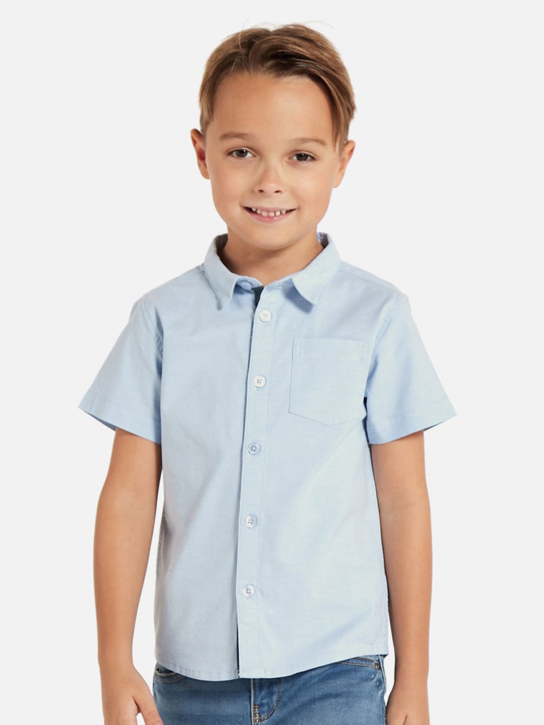 

Juniors by Babyshop Boys Opaque Casual Shirt, Blue