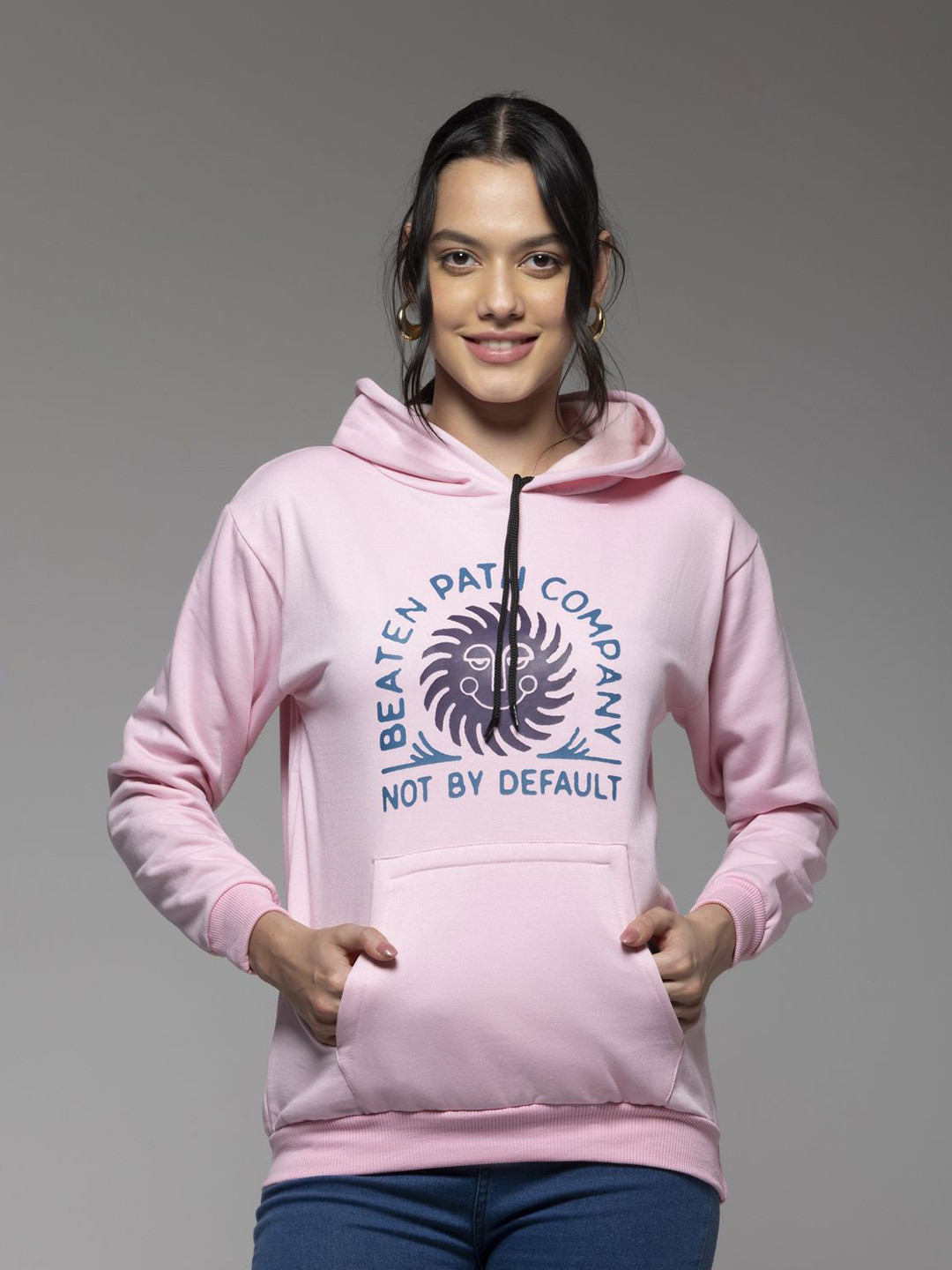 

OCTICS Women Printed Hooded Pullover Sweatshirt, Pink