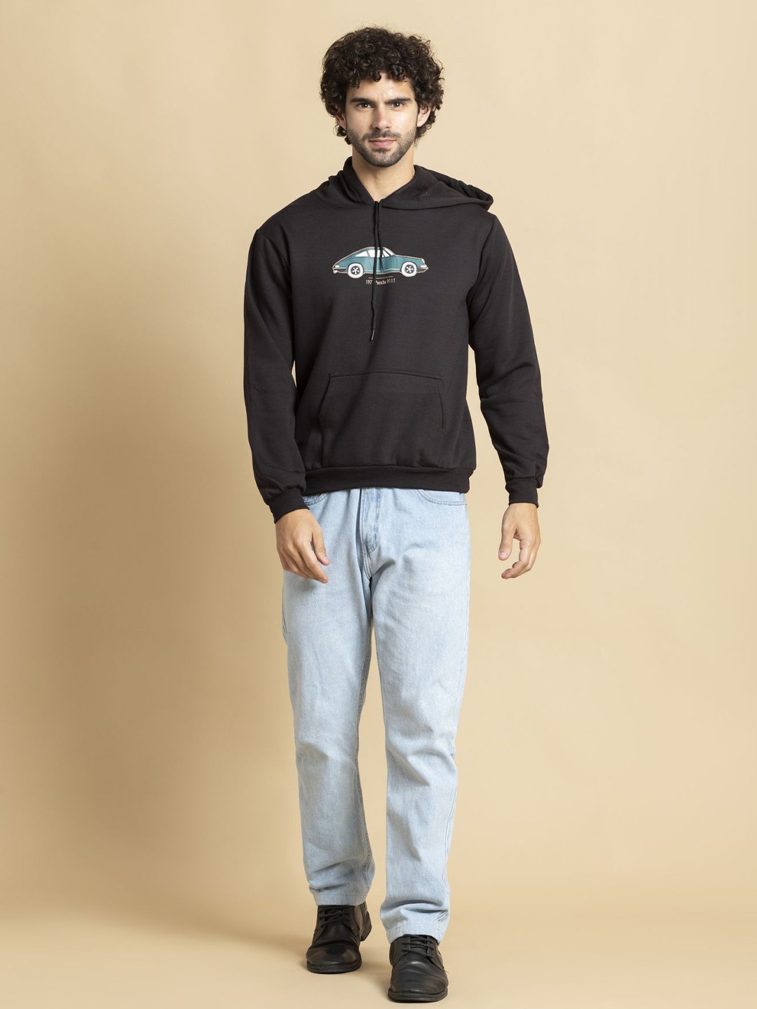 

OCTICS Men Printed Hooded Sweatshirt, Black