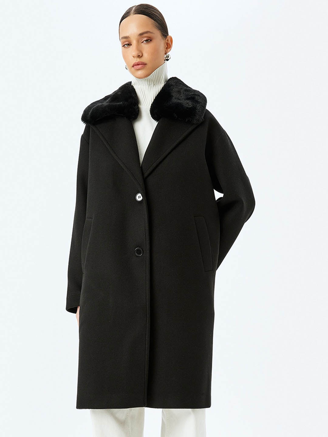 

Koton Single-Breasted Overcoats, Black
