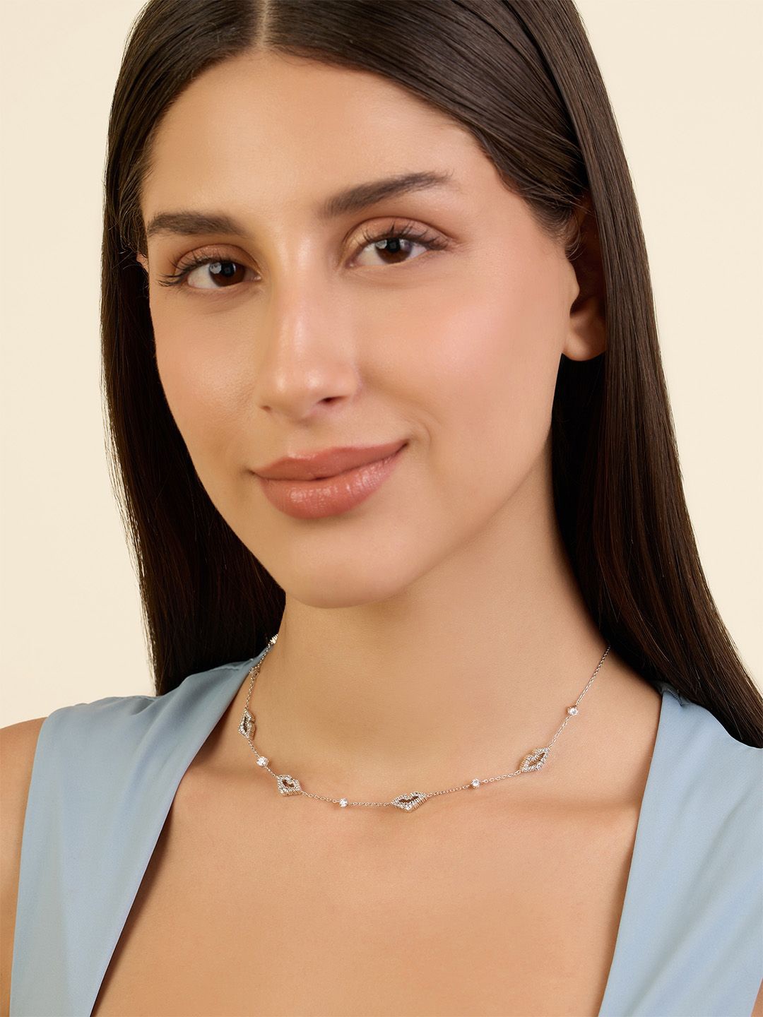 

Isharya Brass Rhodium-Plated Necklace, Silver