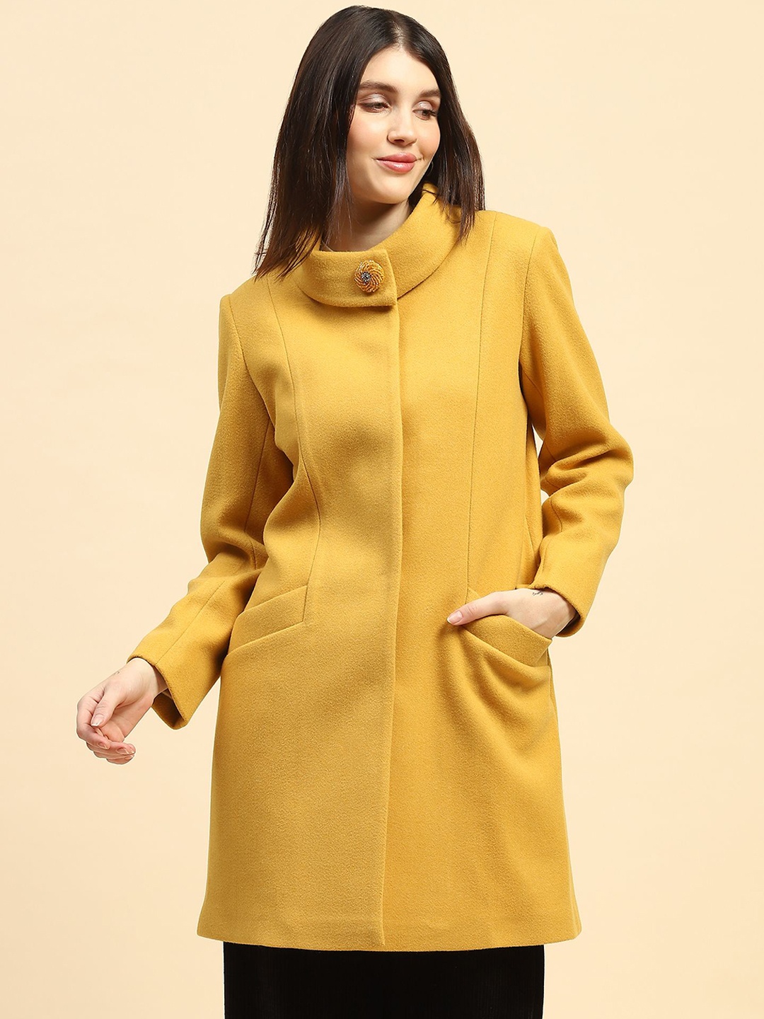 

Global Republic Knee Length Overcoat, Yellow