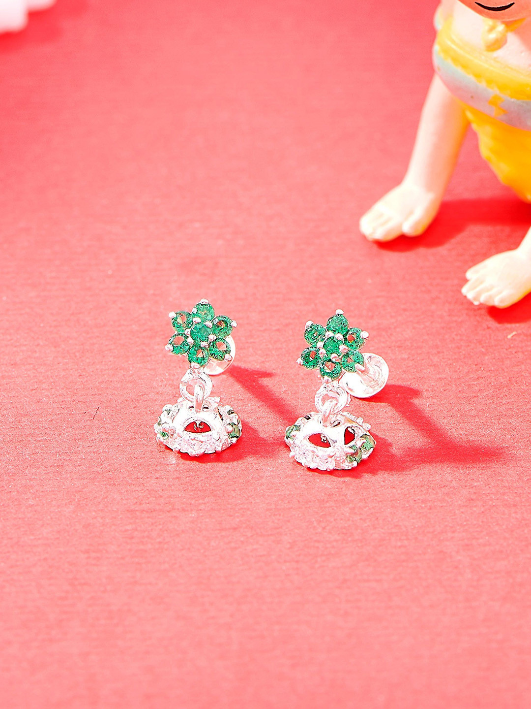 

Nipura 925 Sterling Silver-Plated Cubic Zirconia Studded Enamelled Drop Earrings