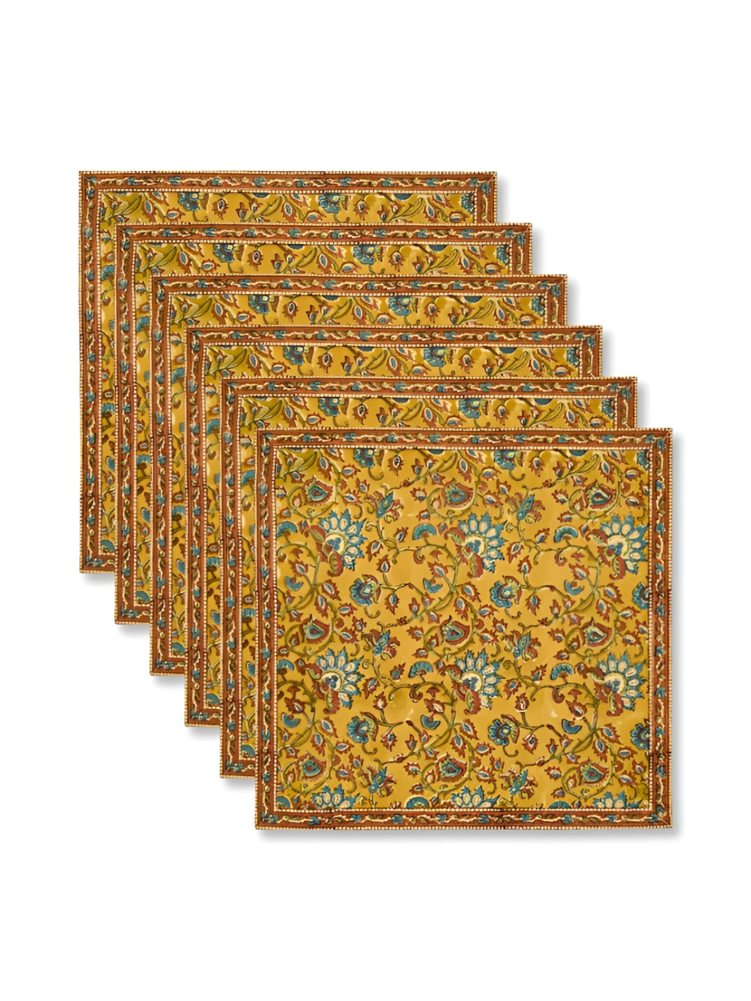 

Fabindia Trikonia 6-Pcs Yellow & Red Printed Cotton Table Napkins