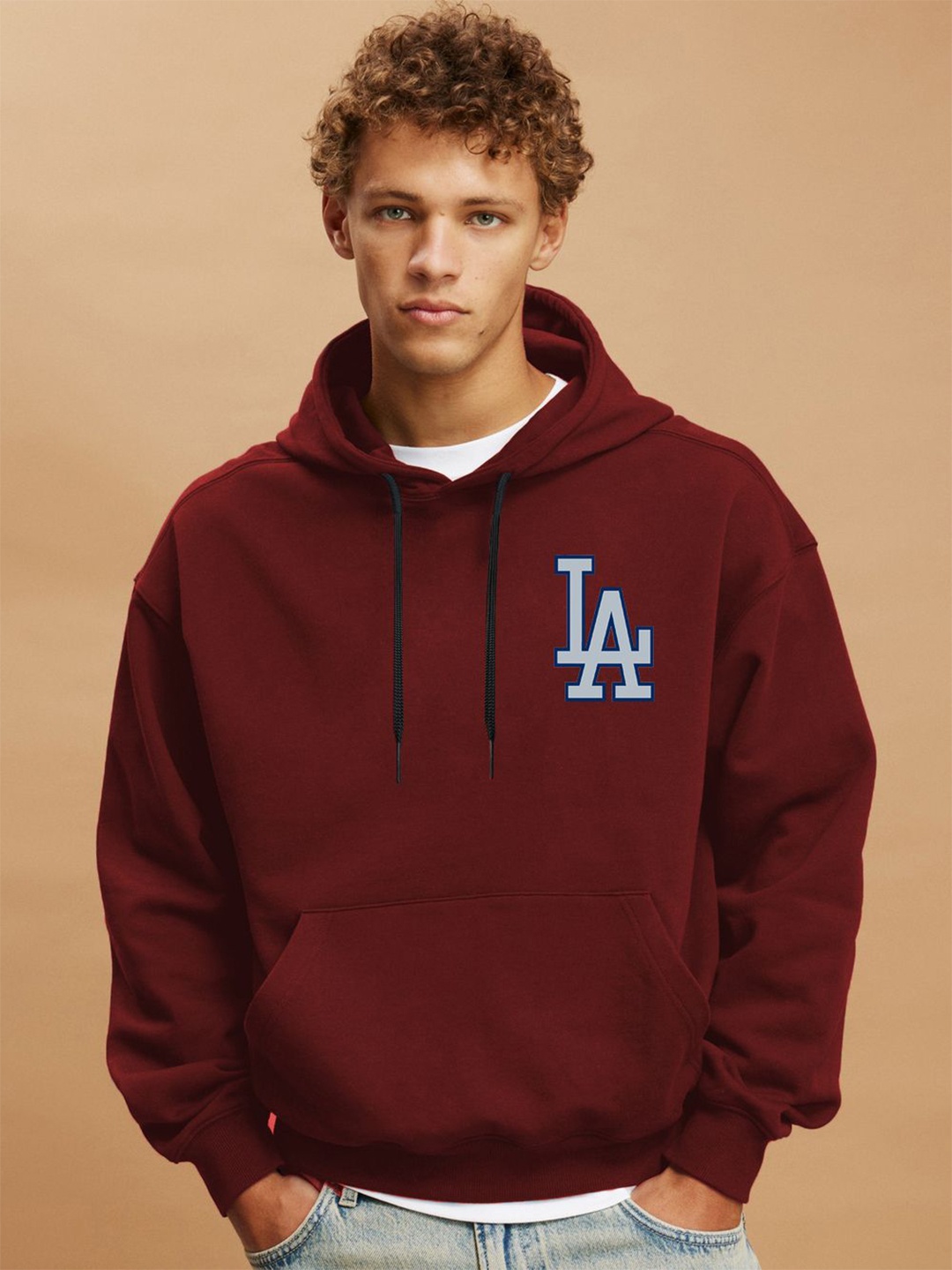 

CLAFOUTIS Men Printed Hooded Sweatshirt, Maroon