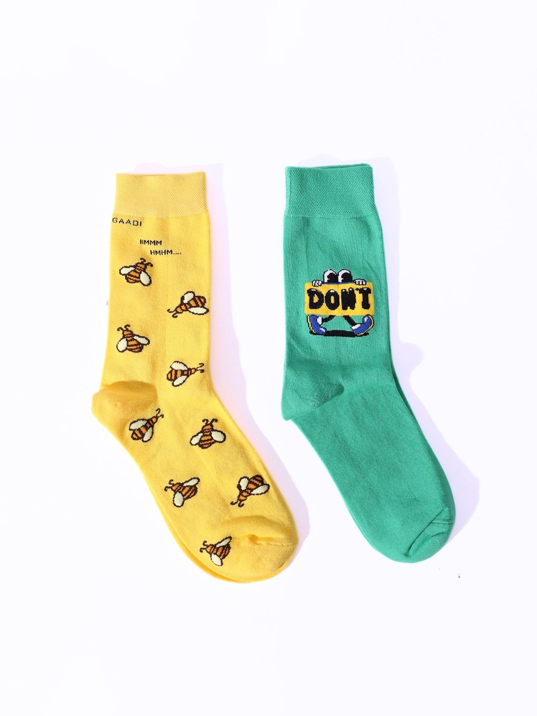 

Thela Gaadi Pack Of 2 Patterned Calf-Length Socks, Yellow