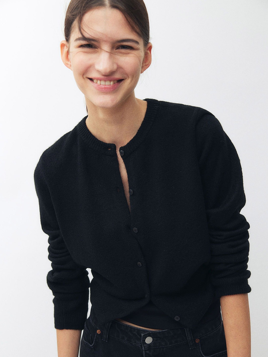 

H&M Knitted Cardigan, Black