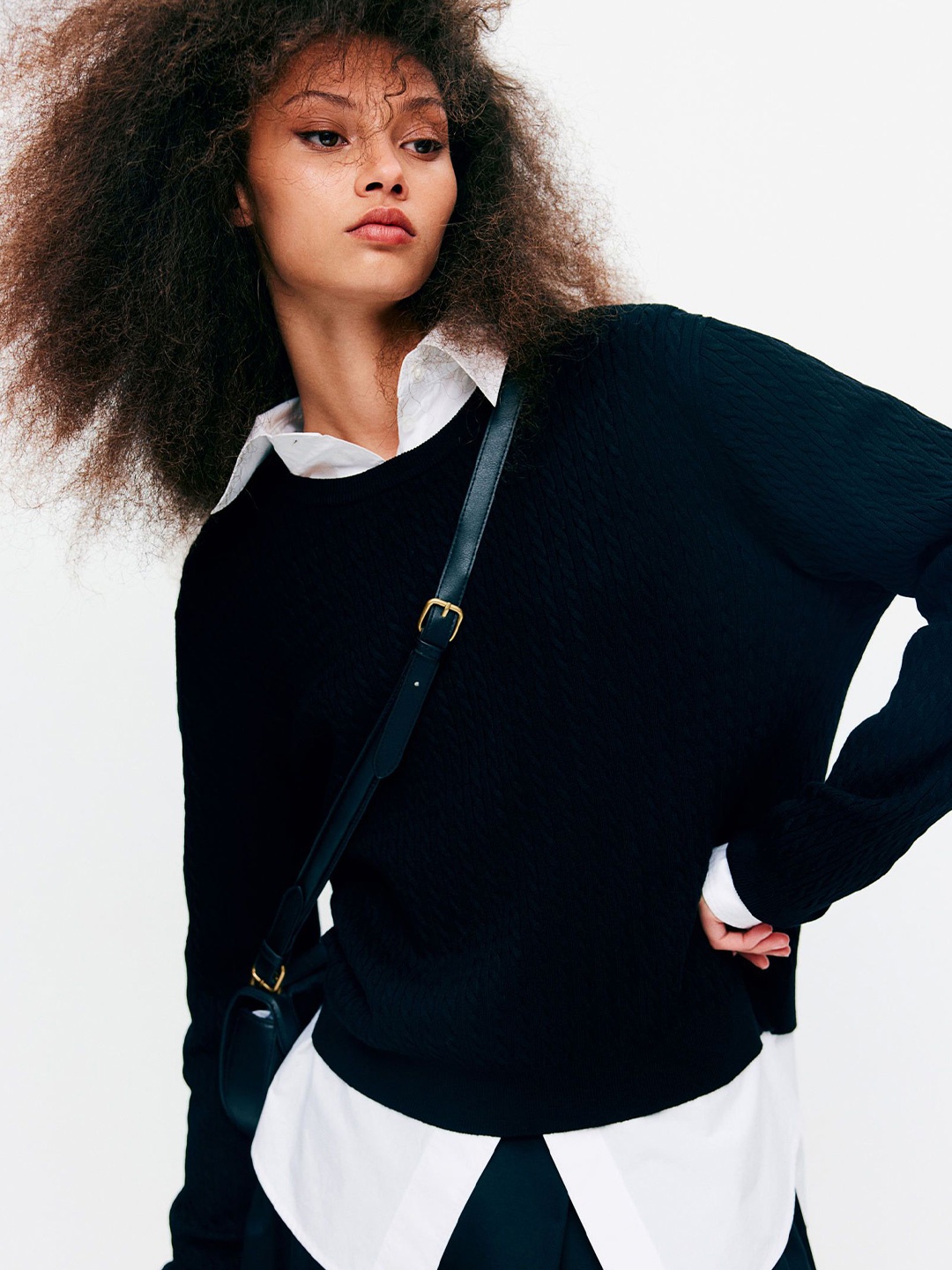 

H&M Cable-Knit Jumper, Black