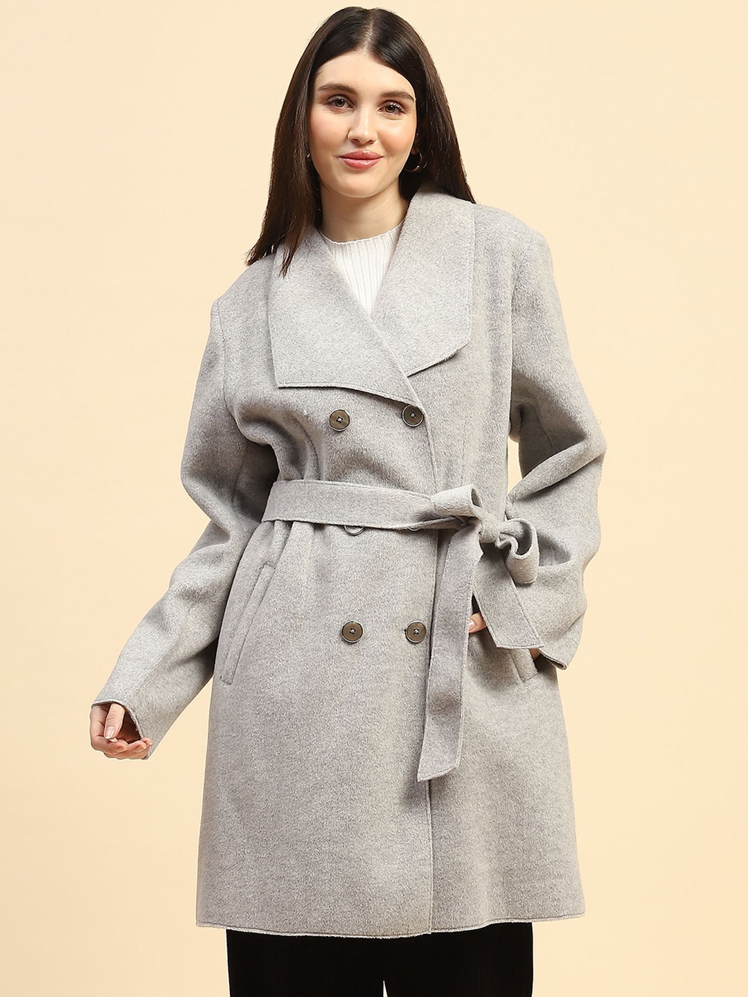 

Global Republic Knee Length Wrap Coat, Grey