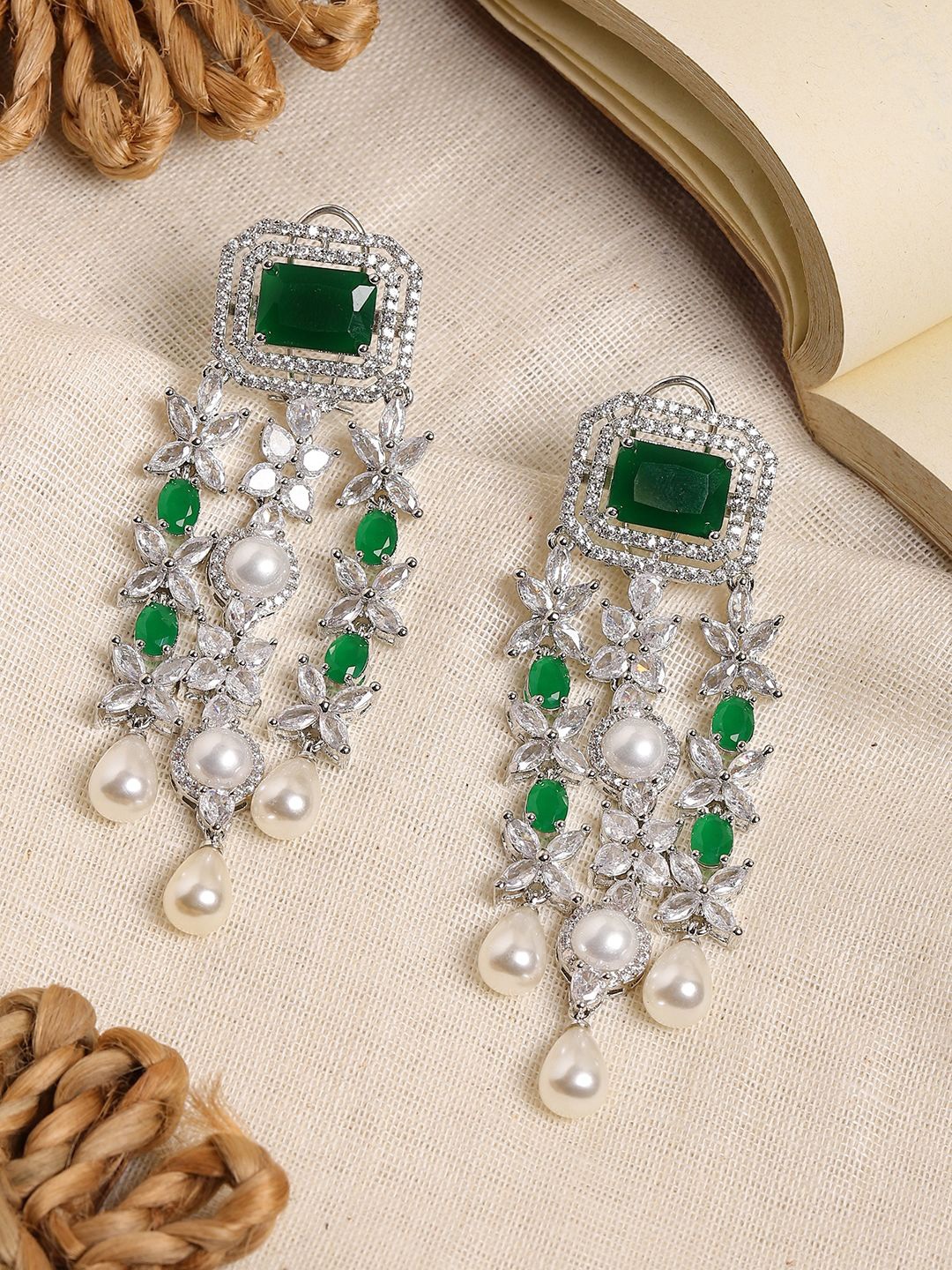 

RITU SINGH Contemporary Drop Earrings, Green