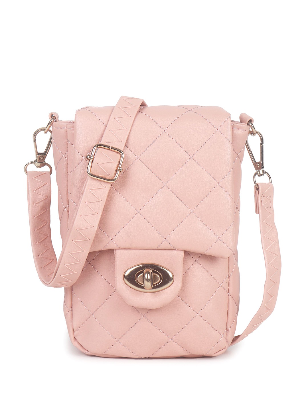 

Filauri Colourblocked PU Structured Sling Bag with Applique, Pink