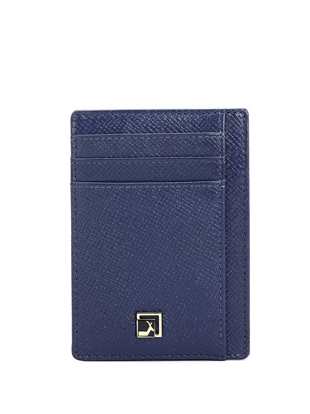 

Da Milano Unisex Textured Leather Card Holder, Blue