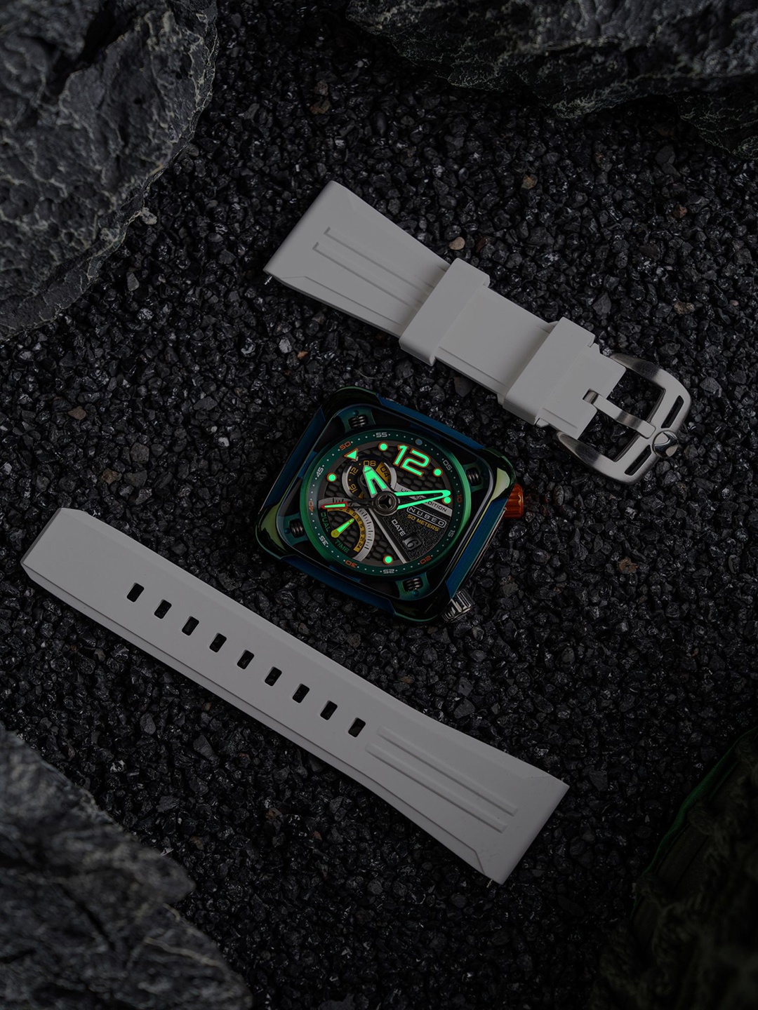 

NUBEO Men Brass Dial & Straps Analogue Watch NB-6096-02, Green