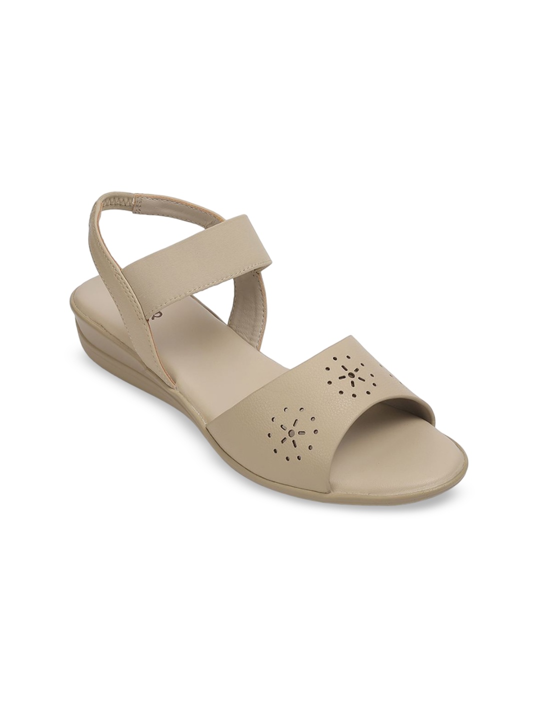 

PEPPER Women Open Toe Flats with Laser Cuts, Cream