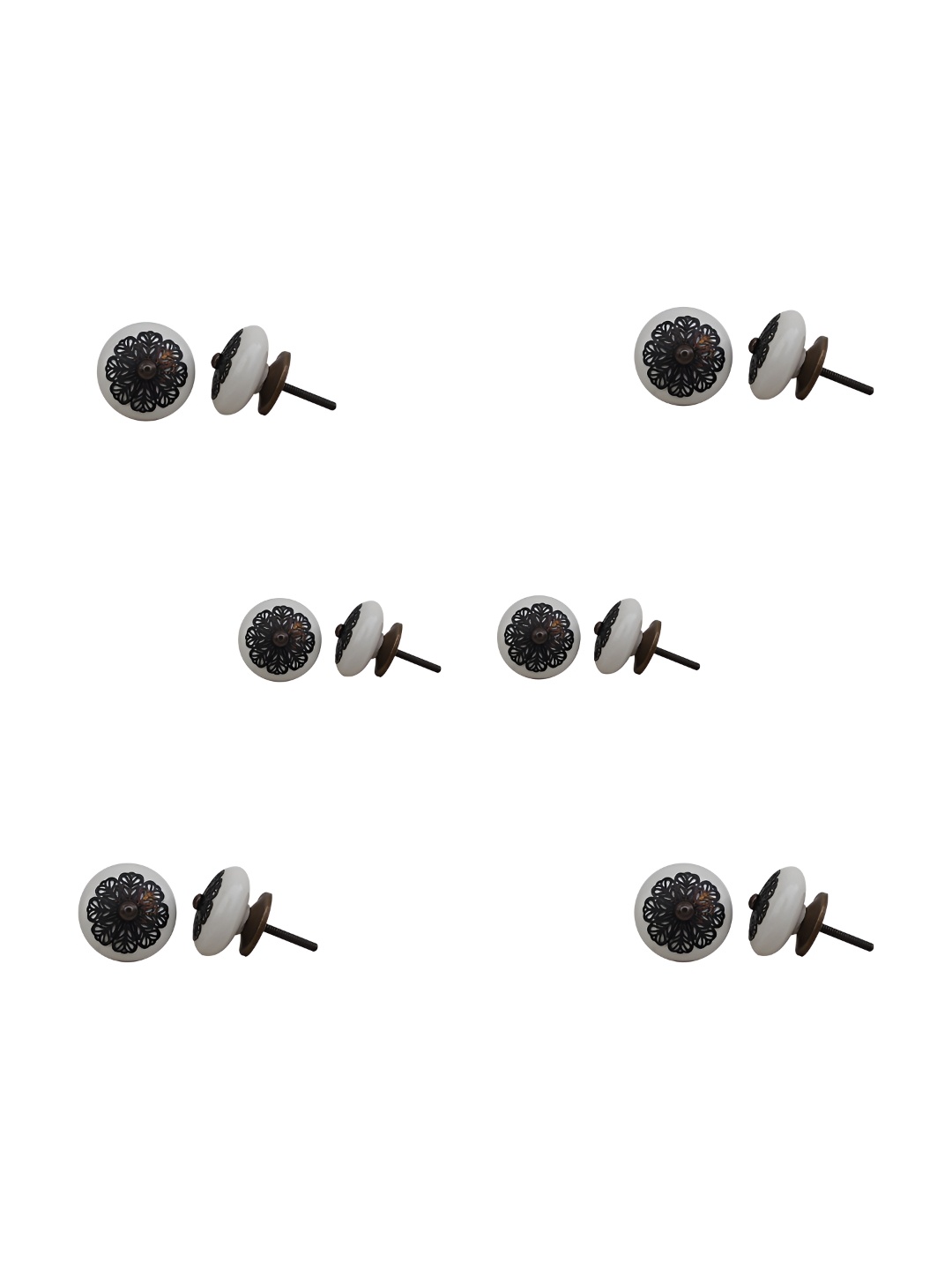 

Indianshelf 6-Pcs White & Black Glossy Ceramic Knobs