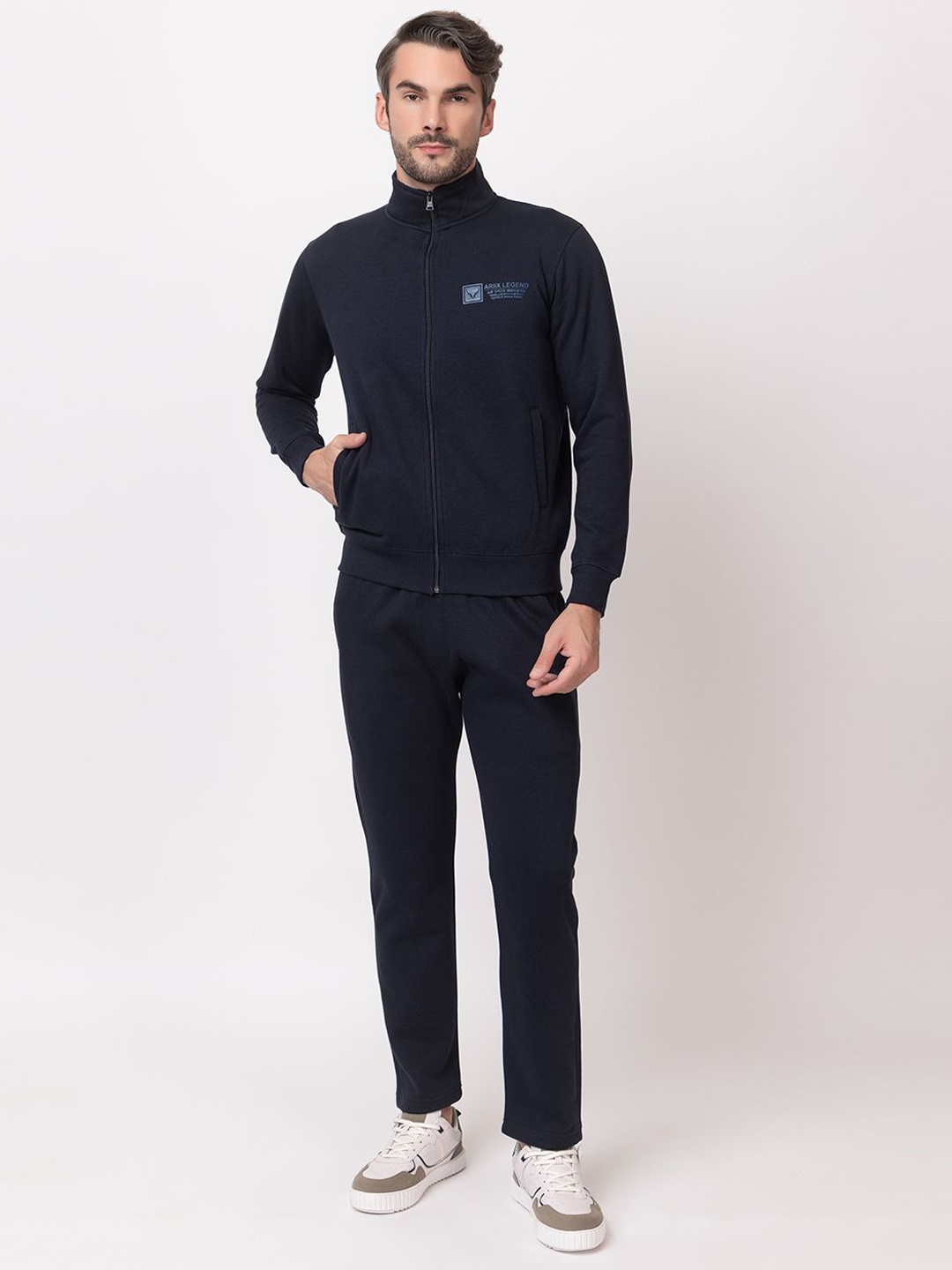 

ARIIX Men Cotton Mid-Rise Zipper Tracksuits, Navy blue