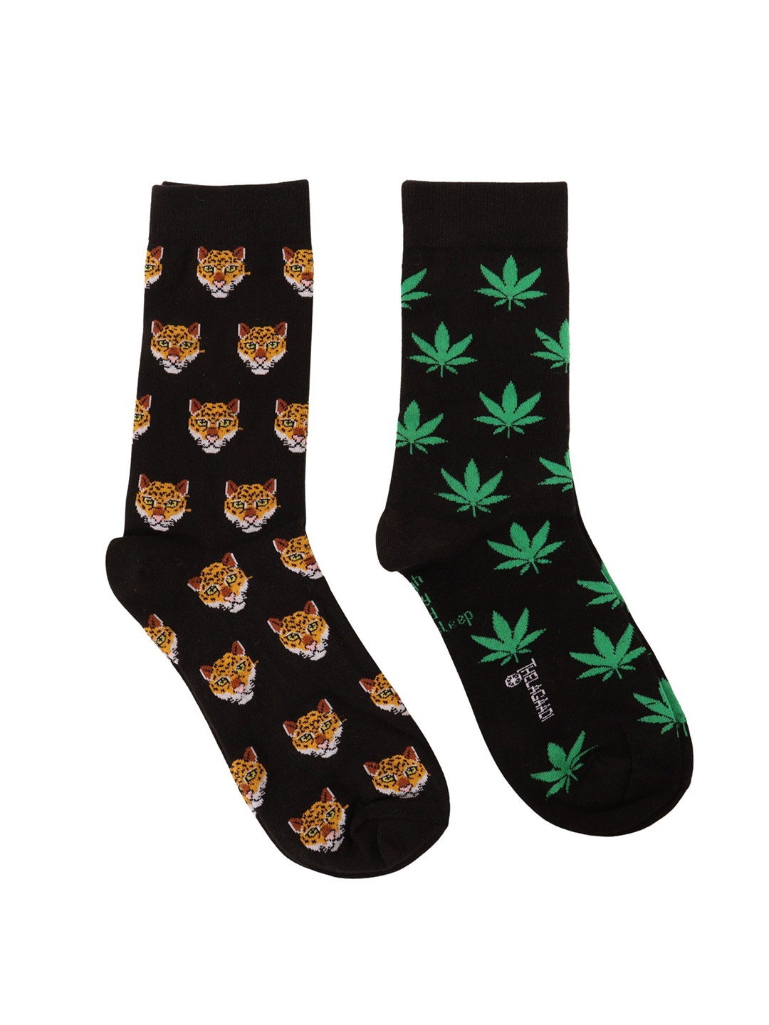 

Thela Gaadi Pack Of 2 Patterned Calf-Length Socks, Black