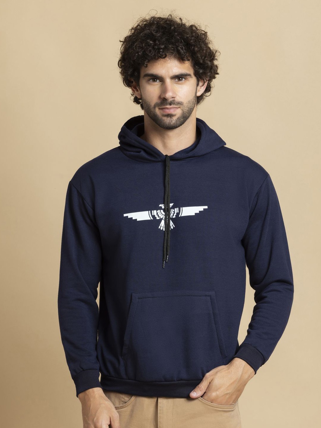 

OCTICS Men Printed Hooded Sweatshirt, Blue