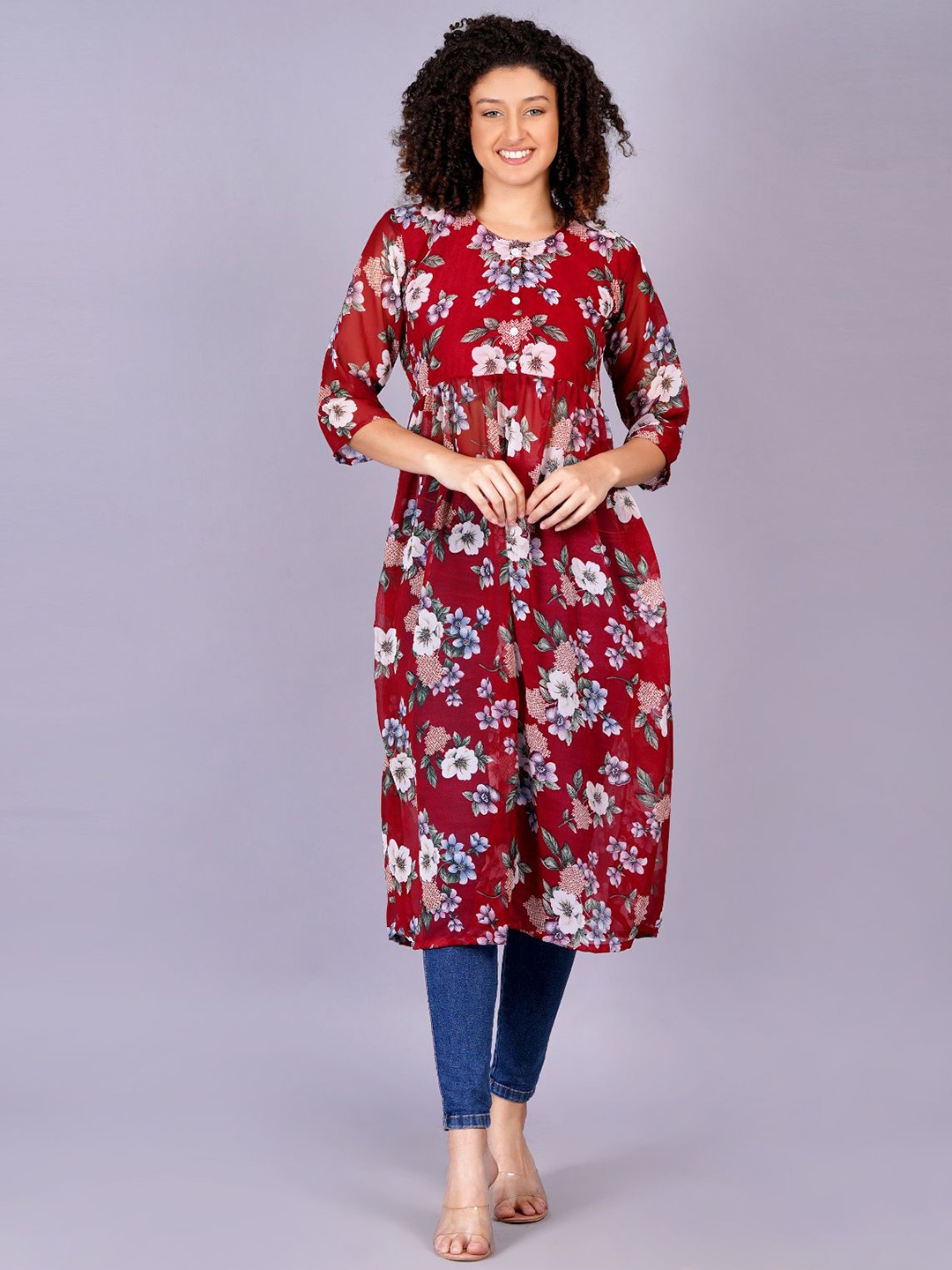 

BAESD Georgette Fit & Flare Dress, Red