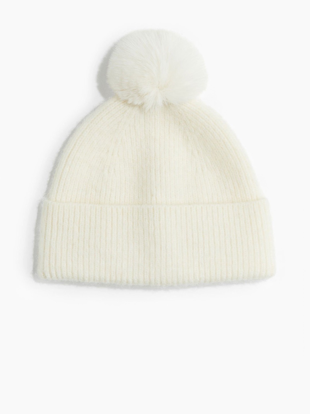 

H&M Rib-knit Pompom Cap, White