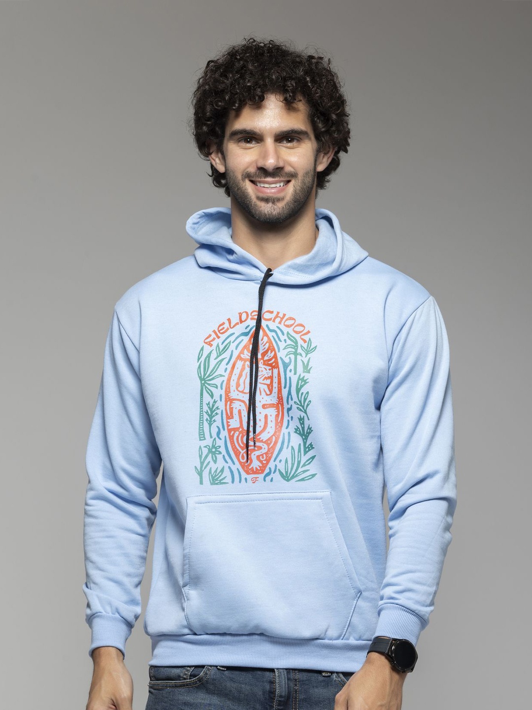 

OCTICS Men Printed Hooded Sweatshirt, Blue