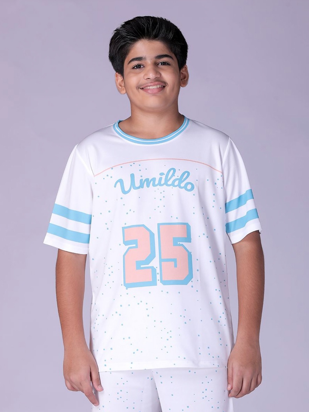 

UMILDO Boys Varsity Printed T-shirt, Turquoise blue