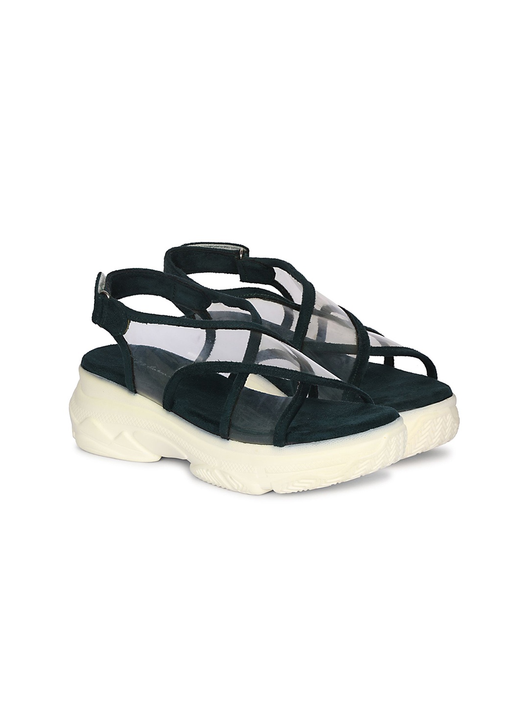 

Mast & Harbour Women Platform Sandals with Tassels, Green