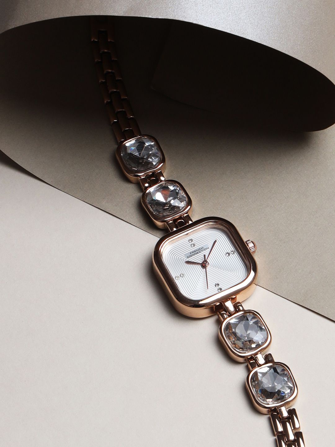 

French Connection Women Printed Dial & Bracelet Style Straps Analogue Watch FCN0106SRGM, Silver