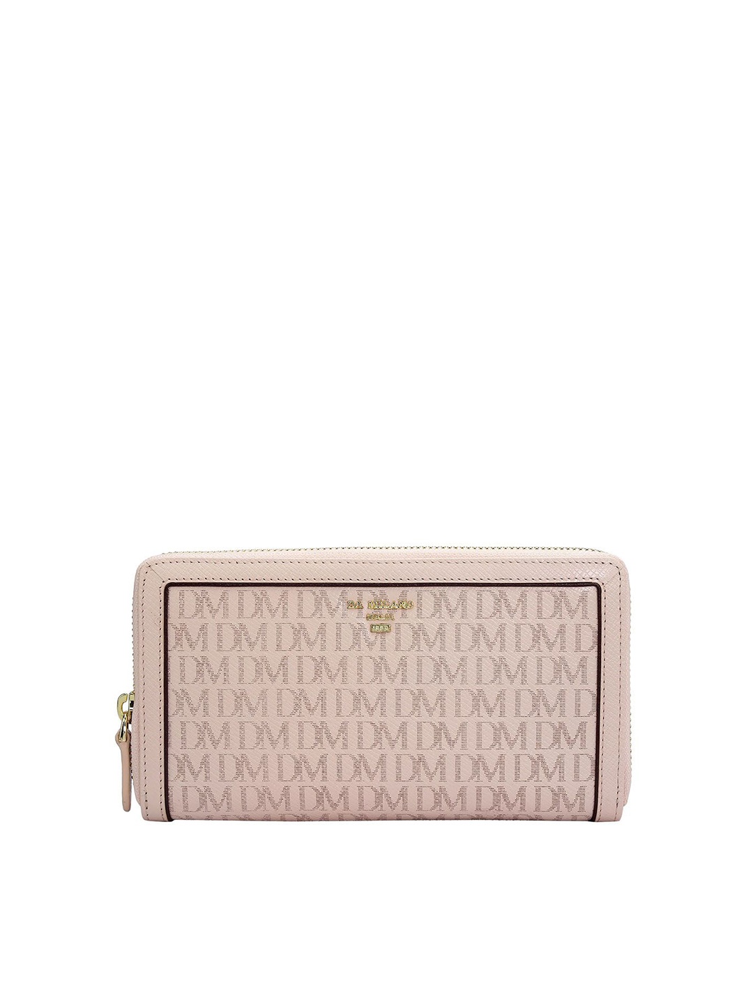 

Da Milano Women Typography Textured Leather Zip Around Wallet, Pink
