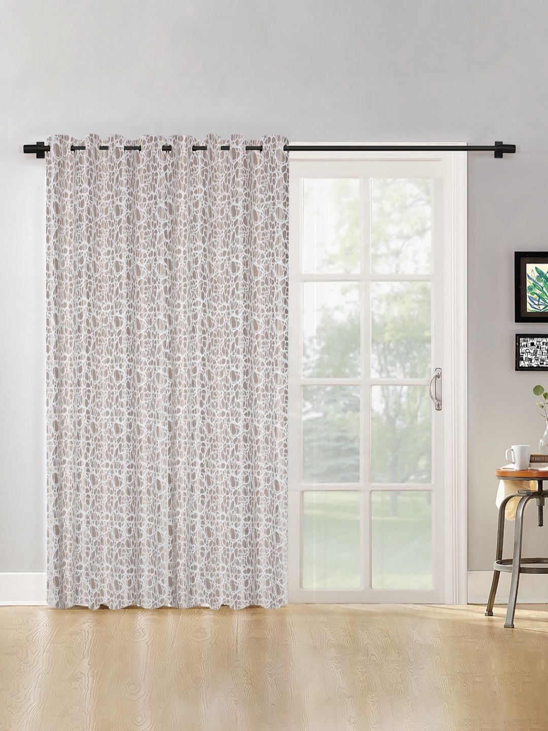 

HOSTA HOMES Brown & White Set of 2 Geometric Door Curtain