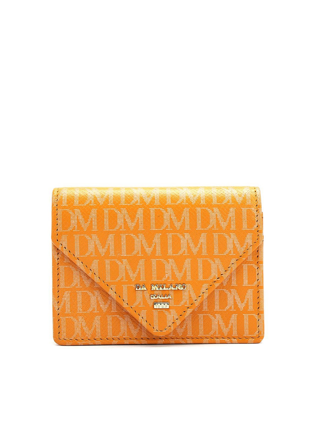 

Da Milano Unisex Typography Printed Leather Card Holder, Yellow