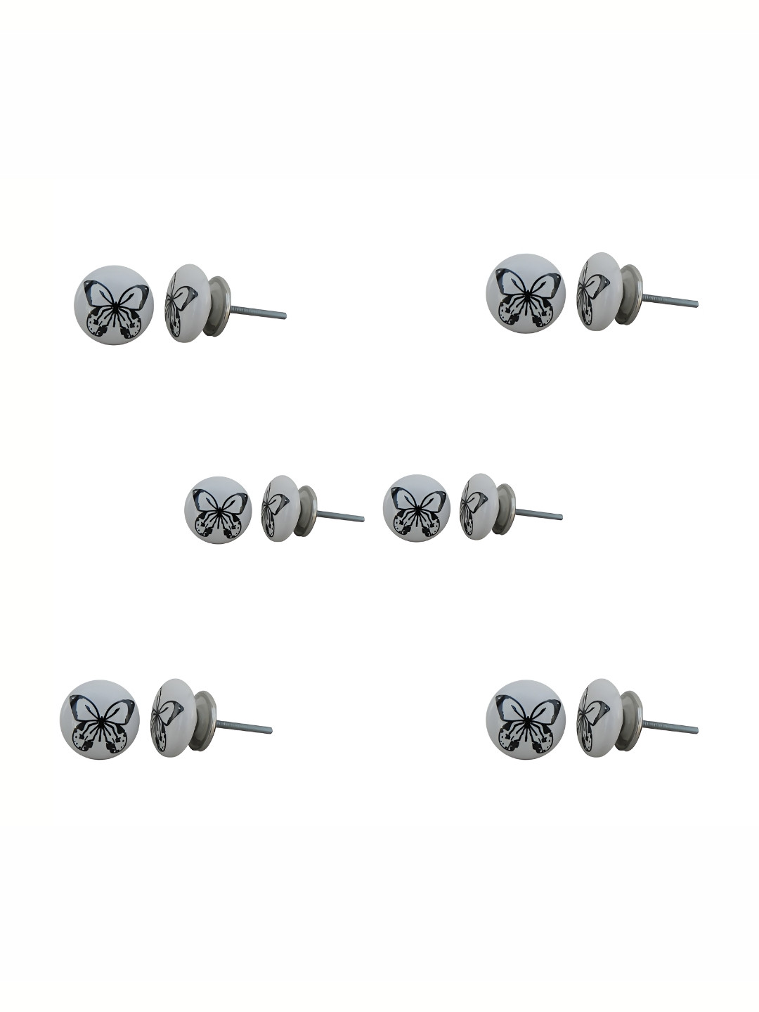 

Indianshelf 6-Pcs White & Black Printed Ceramic Knobs