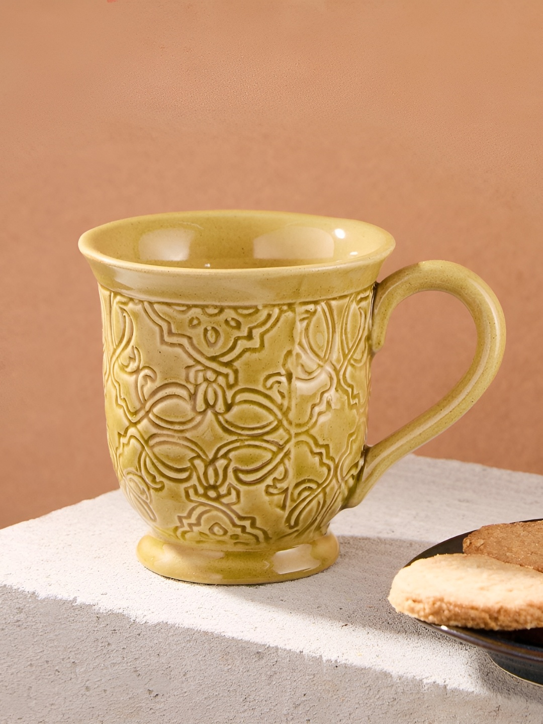 

Fabindia Mustard Textured Ceramic Glossy Mugs Set of Cups and Mugs