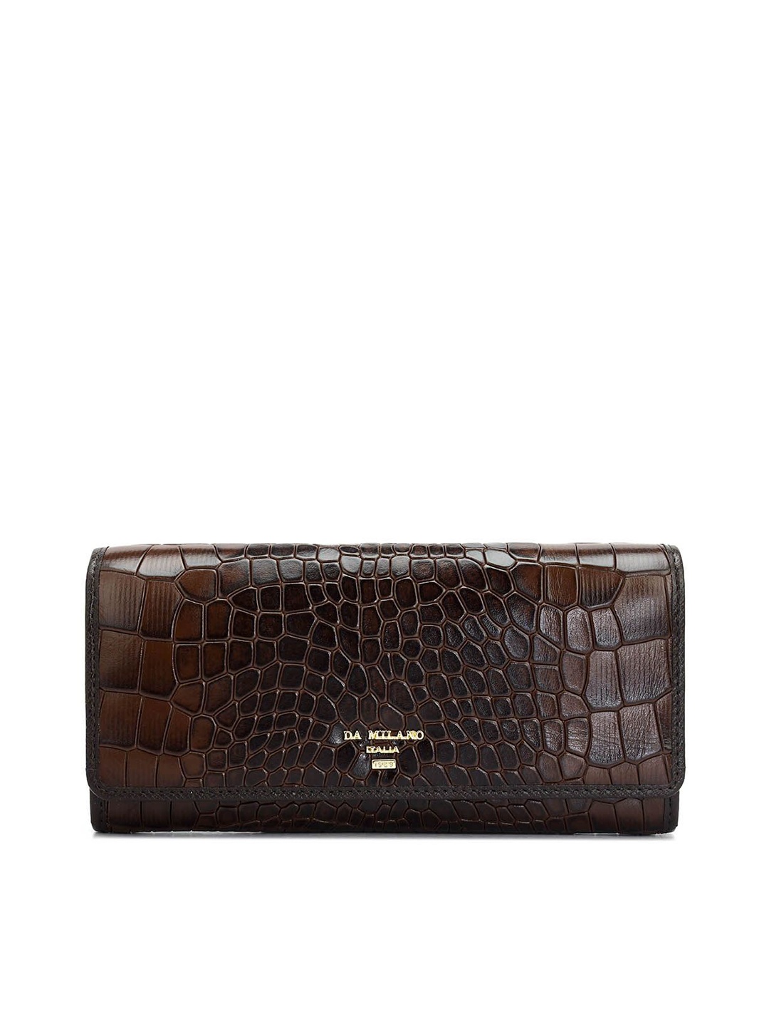 

Da Milano Women Textured Leather Envelope, Brown