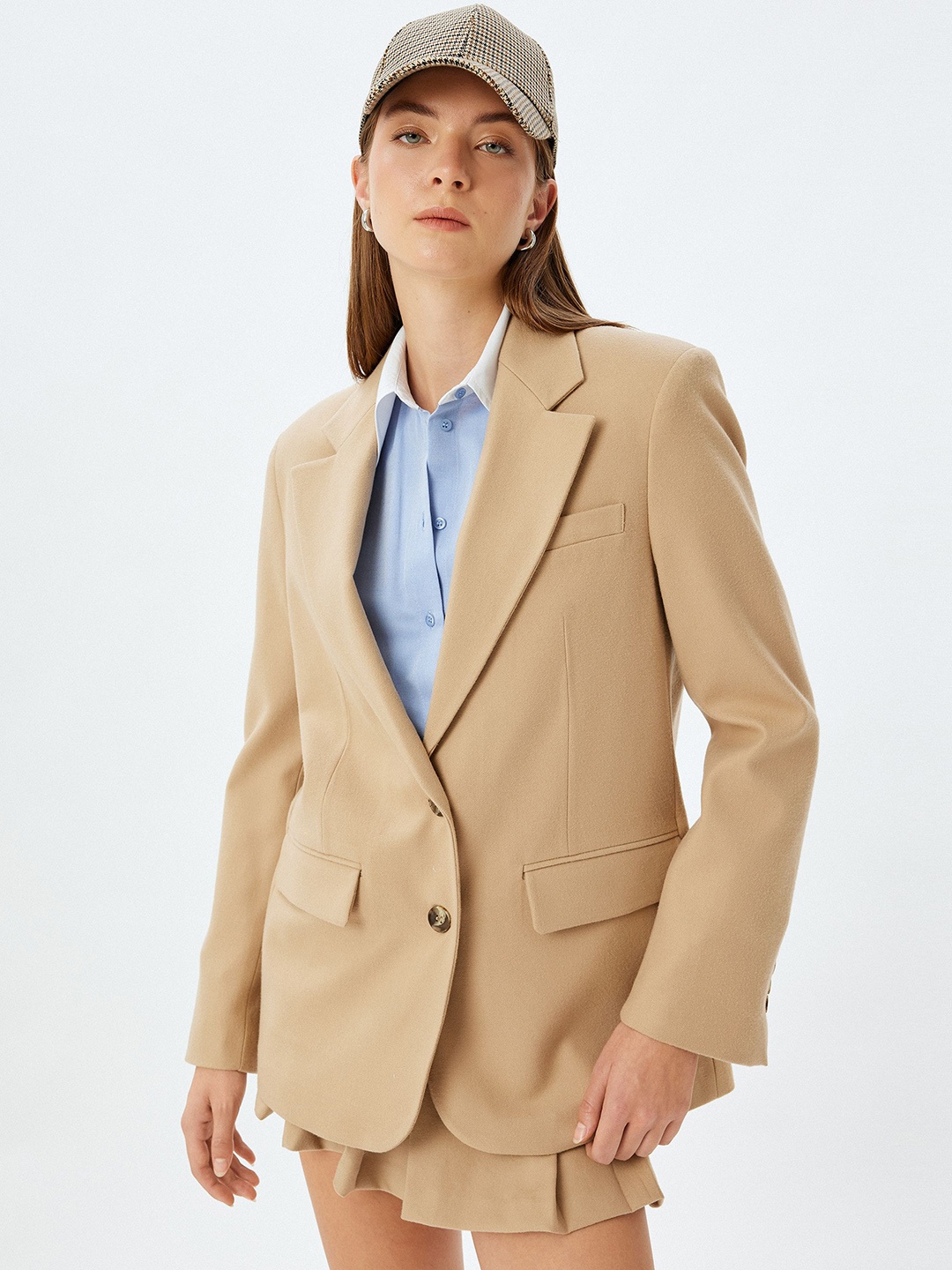 

Koton Women Tailored Jacket, Camel brown